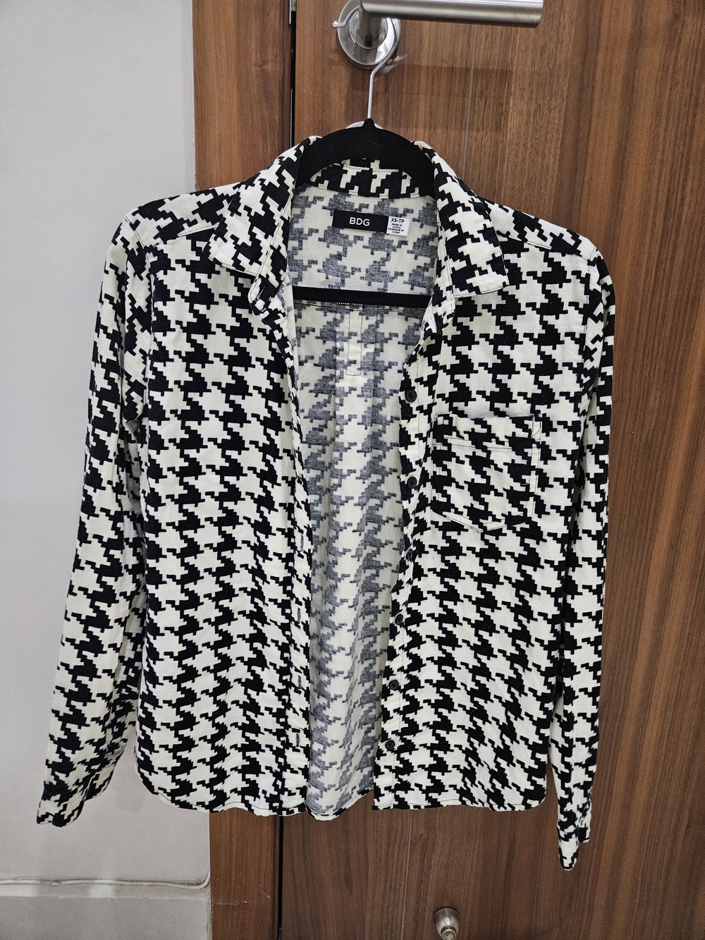 BDG Black & White Houndstooth Buttondown Shirt